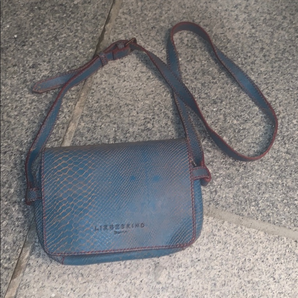 Liebeskind cross body bag, blue, lizard skin